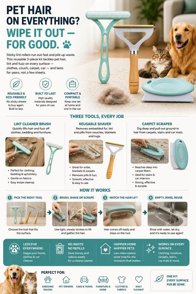 FurAway 3-Piece Pet Hair Remover Kit