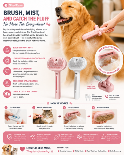 MistGroom Spray Brush , 2-in-1 Grooming