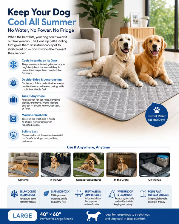 CoolPup Self-Cooling Mat – Pressure Activated Gel Pad XL