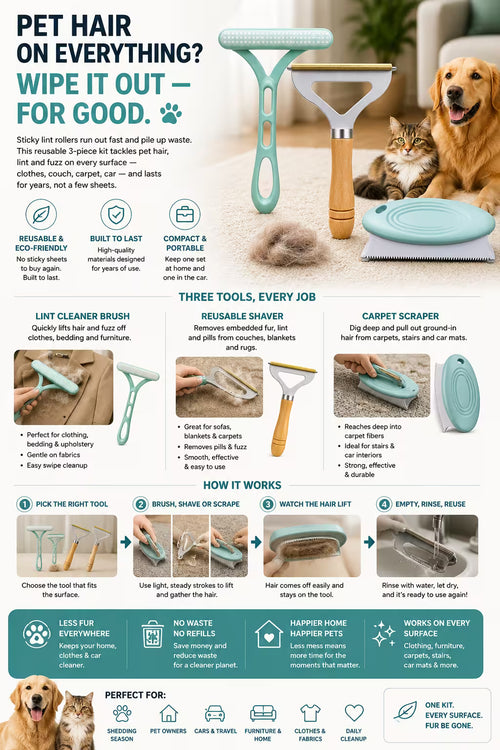 FurAway 3-Piece Pet Hair Remover Kit
